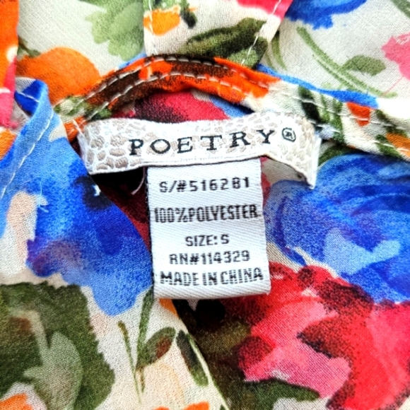 POETRY Flowy Spring Floral  Print Hi-Lo Racerback Front Ruffle Top - Picture 9 of 11